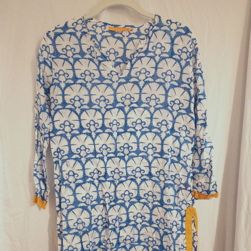 Oliphant Swim Cover Up Tunic Dress 100% Cotton